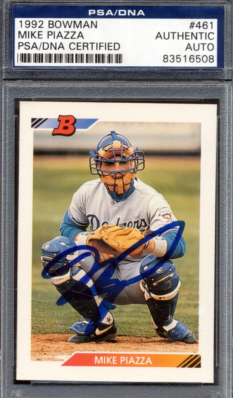 Mike Piazza Signed 1992 Bowman #461 RC (PSA) at PristineAuction.com Mike Piazza Signed 1992 Bowman #461 RC (PSA) at PristineAuction.com