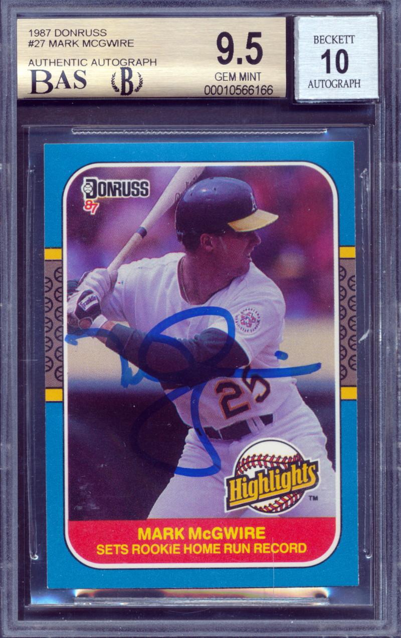 Mark McGwire Signed 1987 Donruss Highlights #27 (BGS 9.5 | Autograph Graded 10) at PristineAuction.com Mark McGwire Signed 1987 Donruss Highlights #27 (BGS 9.5 | Autograph Graded 10) at PristineAuction.com