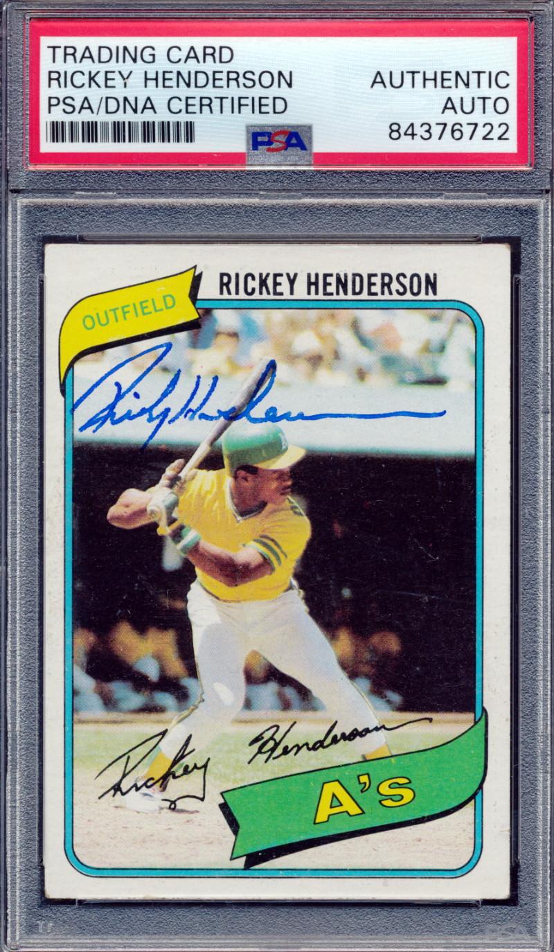 Rickey Henderson Signed 1980 Topps #482 RC (PSA) at PristineAuction.com Rickey Henderson Signed 1980 Topps #482 RC (PSA) at PristineAuction.com