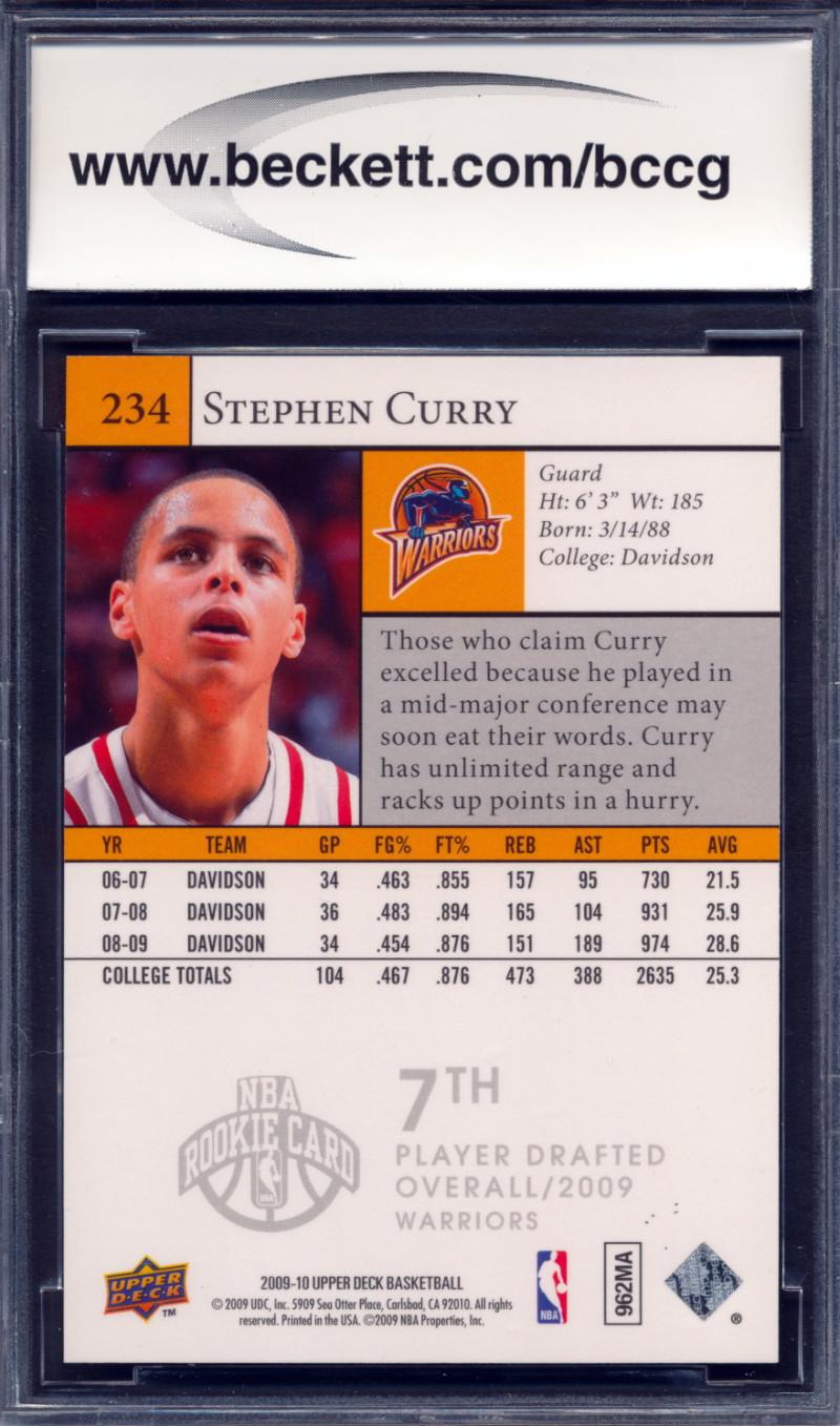 Stephen Curry 2009-10 Upper Deck SP #234 RC (BCCG 9) at PristineAuction.com Stephen Curry 2009-10 Upper Deck SP #234 RC (BCCG 9) at PristineAuction.com