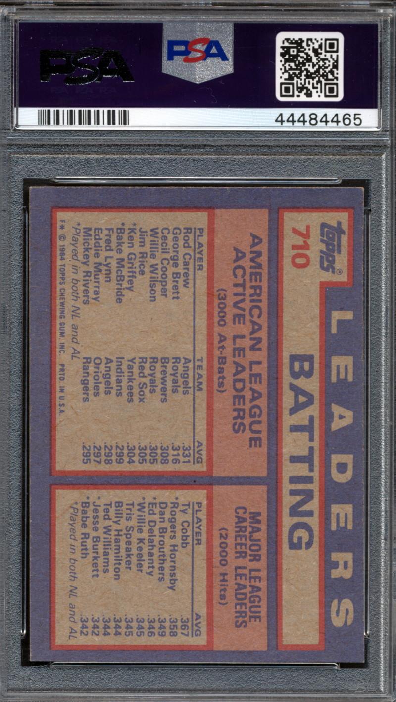Rod Carew, Cecil Cooper & George Brett Signed 1984 Topps AL Batting Leaders (PSA) at PristineAuction.com Rod Carew, Cecil Cooper & George Brett Signed 1984 Topps AL Batting Leaders (PSA) at PristineAuction.com