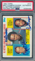 Rod Carew, Cecil Cooper & George Brett Signed 1984 Topps AL Batting Leaders (PSA) at PristineAuction.com