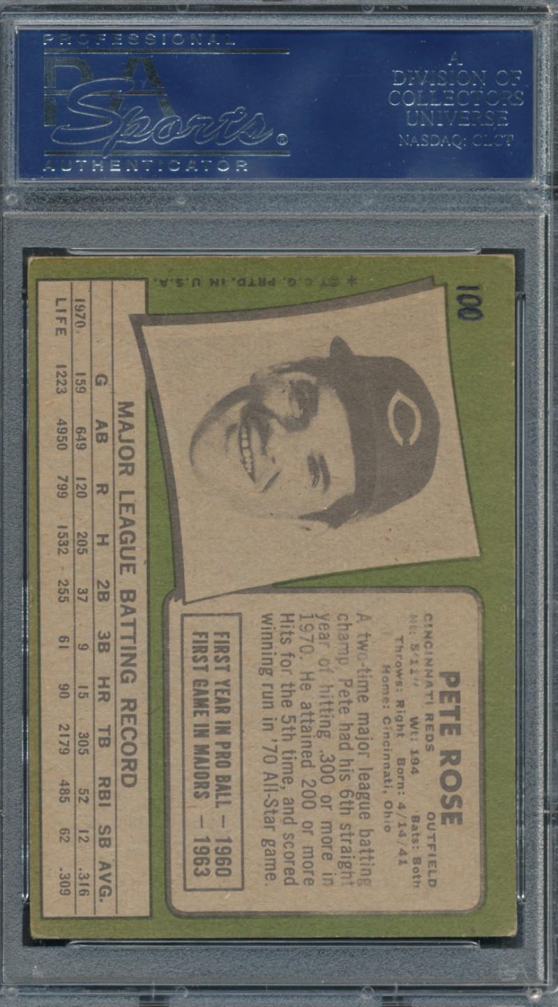 Pete Rose Signed 1971 Topps #100 (PSA) at PristineAuction.com Pete Rose Signed 1971 Topps #100 (PSA) at PristineAuction.com