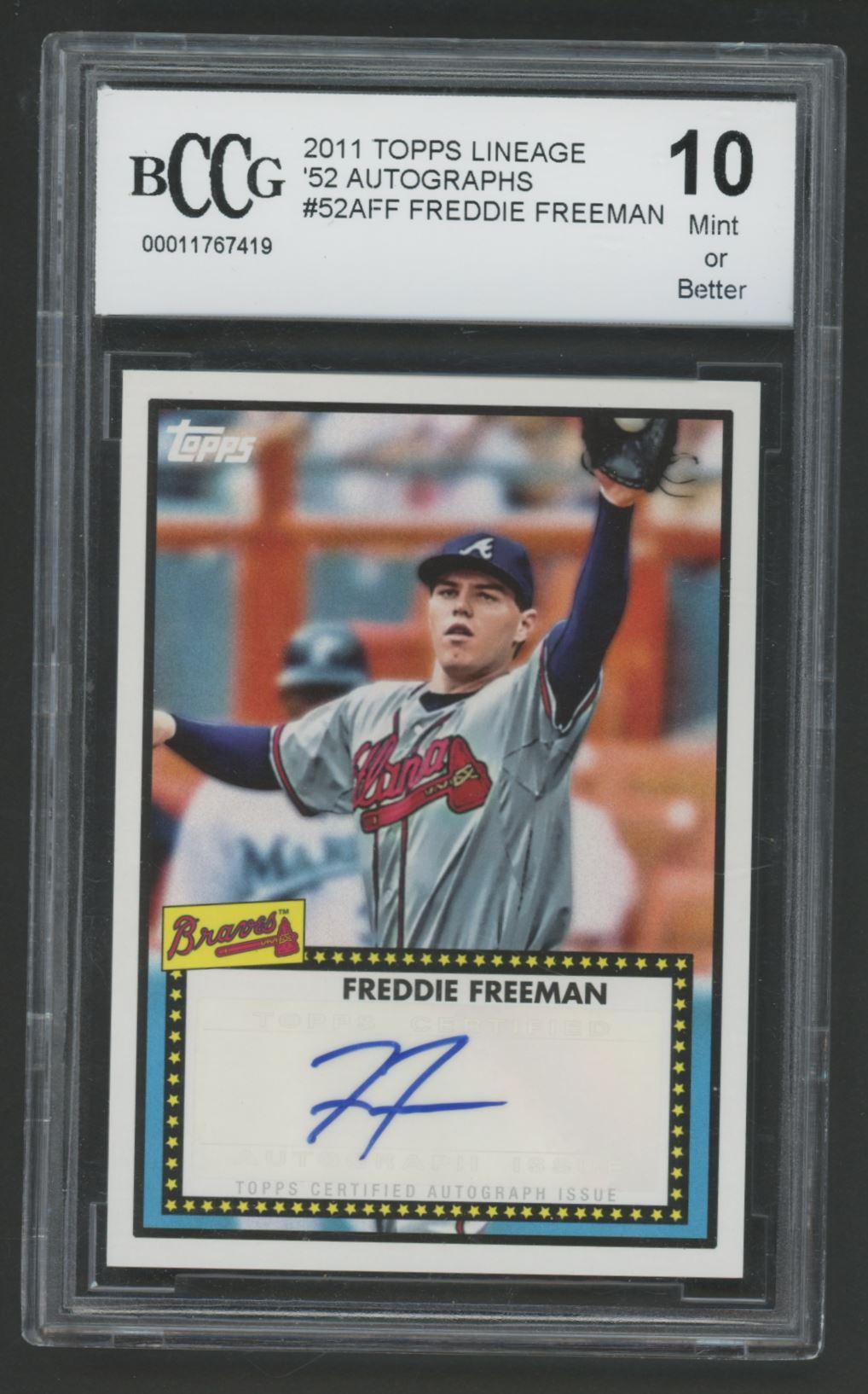Freddie Freeman 2011 Topps Lineage '52 Autographs #52AFF (BCCG 10) at PristineAuction.com Freddie Freeman 2011 Topps Lineage '52 Autographs #52AFF (BCCG 10) at PristineAuction.com