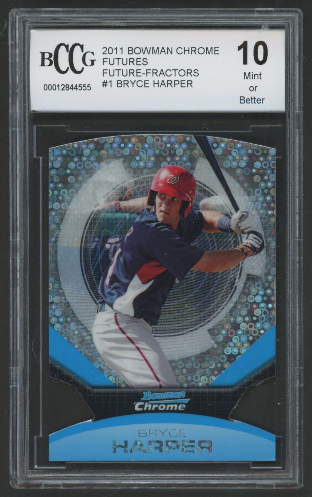 Bryce Harper 2011 Bowman Chrome Futures Future-Fractors #1 (BCCG 10) at PristineAuction.com Bryce Harper 2011 Bowman Chrome Futures Future-Fractors #1 (BCCG 10) at PristineAuction.com