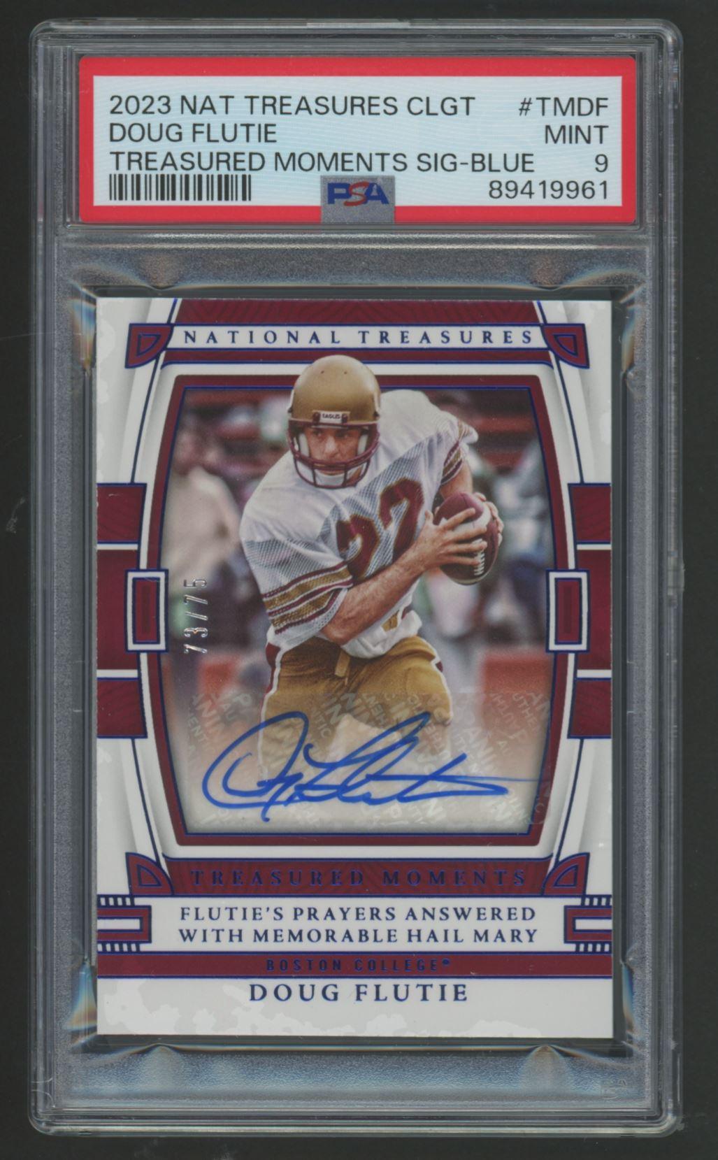 Doug Flutie 2023 Panini National Treasures Collegiate Treasured Moments Signatures Blue #2 #73/75 (PSA 9) at PristineAuction.com Doug Flutie 2023 Panini National Treasures Collegiate Treasured Moments Signatures Blue #2 #73/75 (PSA 9) at PristineAuction.com
