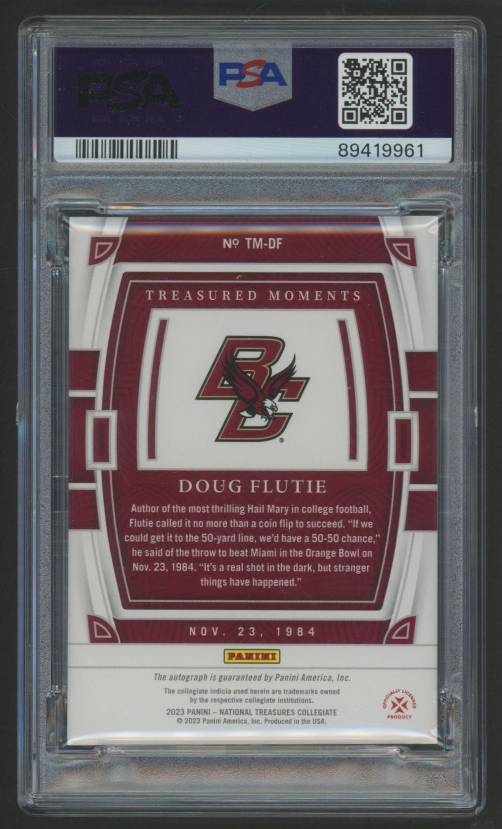 Doug Flutie 2023 Panini National Treasures Collegiate Treasured Moments Signatures Blue #2 #73/75 (PSA 9) at PristineAuction.com Doug Flutie 2023 Panini National Treasures Collegiate Treasured Moments Signatures Blue #2 #73/75 (PSA 9) at PristineAuction.com