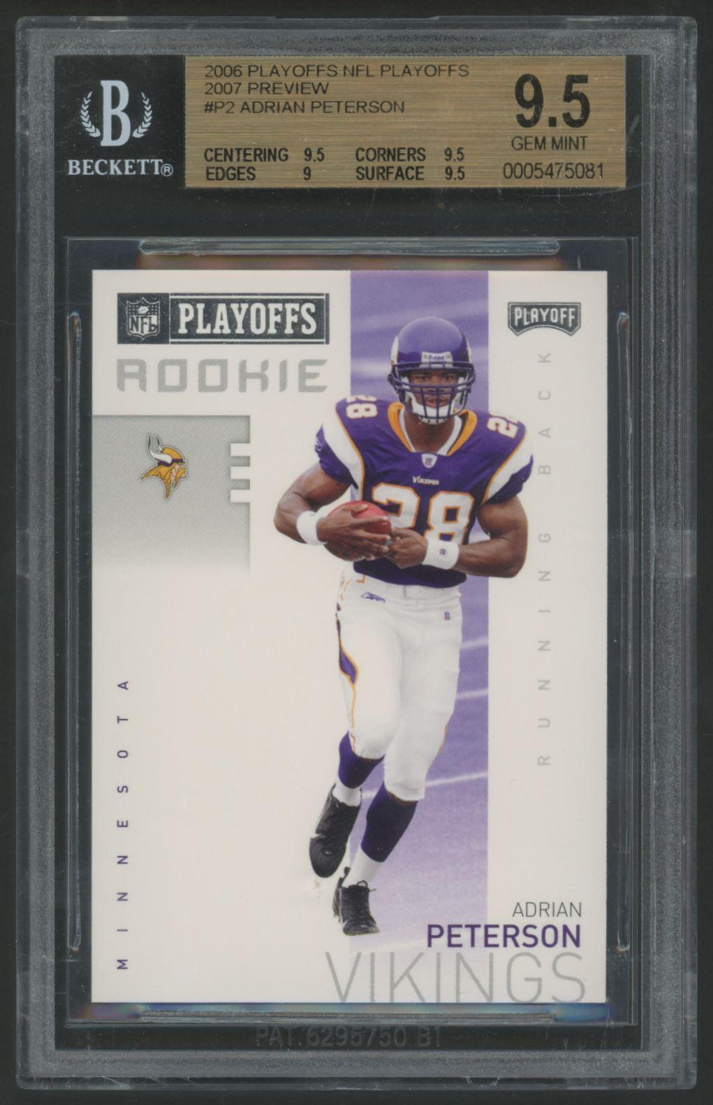 Adrian Peterson 2007 Playoffs NFL Playoffs Preview #P2 (BGS 9.5) at PristineAuction.com Adrian Peterson 2007 Playoffs NFL Playoffs Preview #P2 (BGS 9.5) at PristineAuction.com