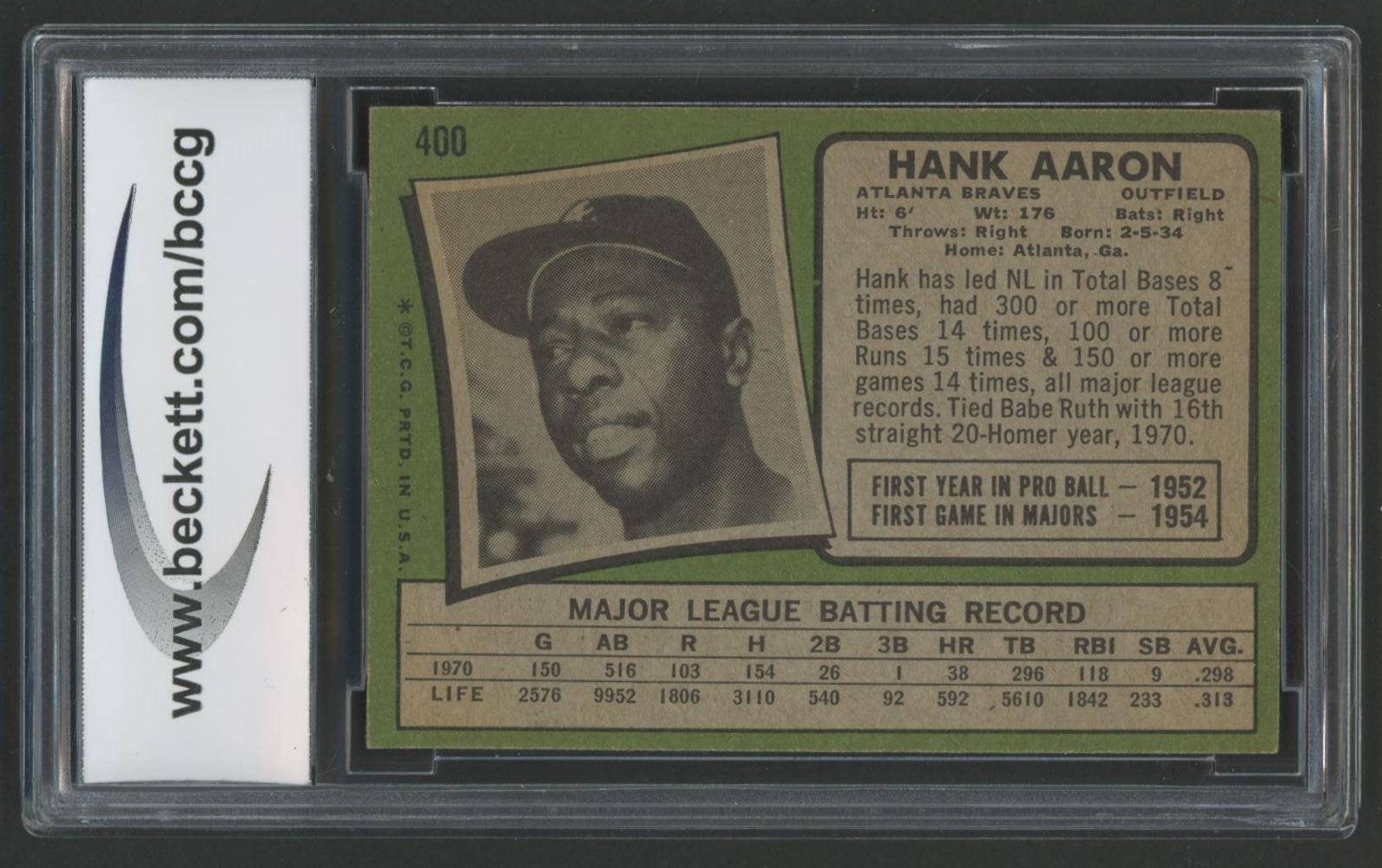 Hank Aaron 1971 Topps #400 (BCCG 9) at PristineAuction.com Hank Aaron 1971 Topps #400 (BCCG 9) at PristineAuction.com