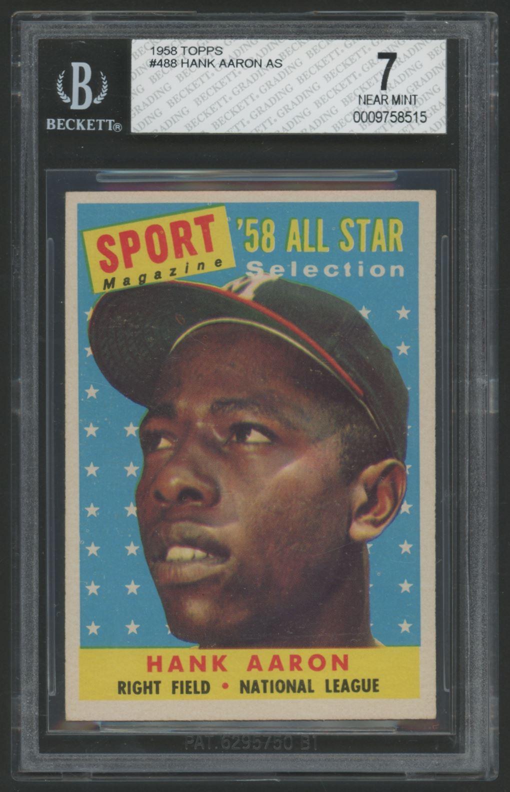 Hank Aaron 1958 Topps #488 AS (BVG 7) at PristineAuction.com Hank Aaron 1958 Topps #488 AS (BVG 7) at PristineAuction.com