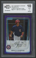 Bryce Harper 2011 Bowman Chrome Prospects Purple Refractors #BCP111 #520/799 (BCCG 10) at PristineAuction.com