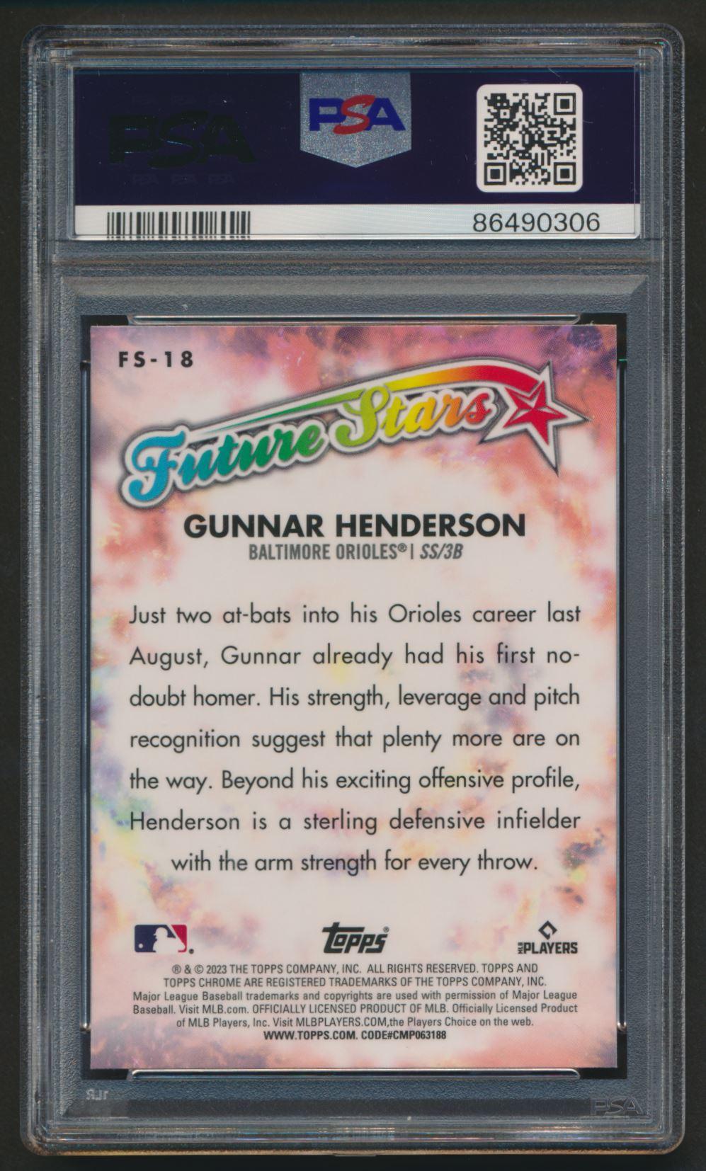 Gunnar Henderson 2023 Topps Chrome Future Stars #FS18 RC (PSA 10) at PristineAuction.com Gunnar Henderson 2023 Topps Chrome Future Stars #FS18 RC (PSA 10) at PristineAuction.com