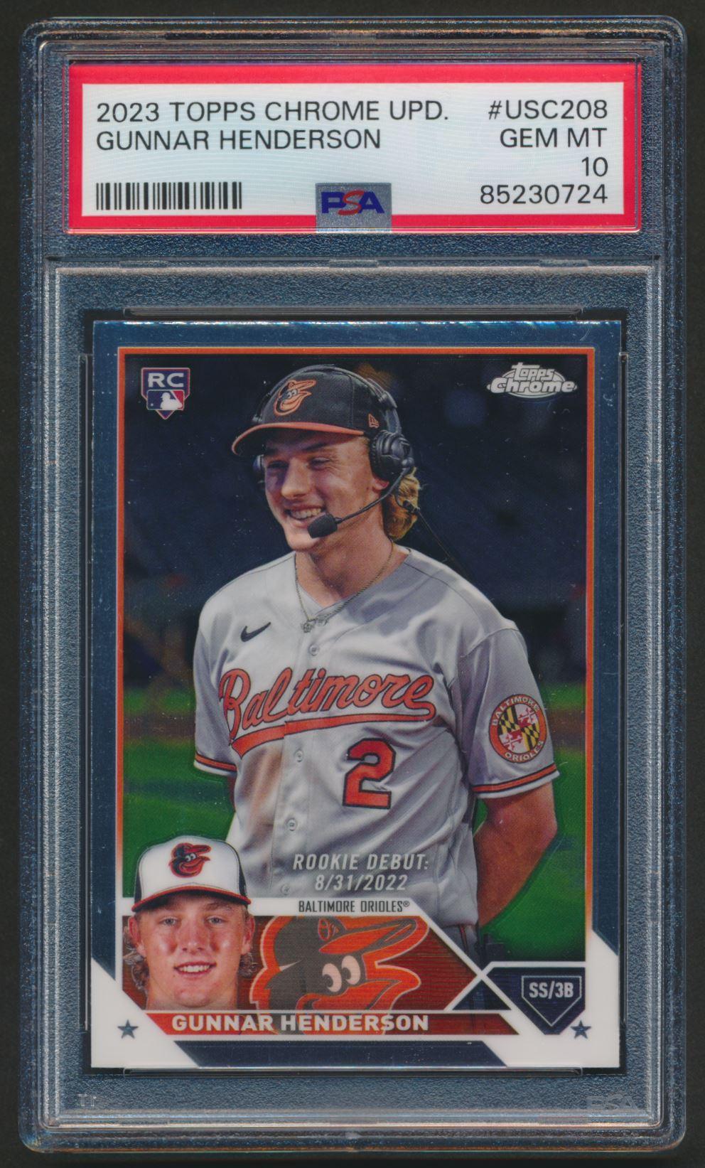 Gunnar Henderson 2023 Topps Chrome Update #USC208 RC (PSA 10) at PristineAuction.com Gunnar Henderson 2023 Topps Chrome Update #USC208 RC (PSA 10) at PristineAuction.com