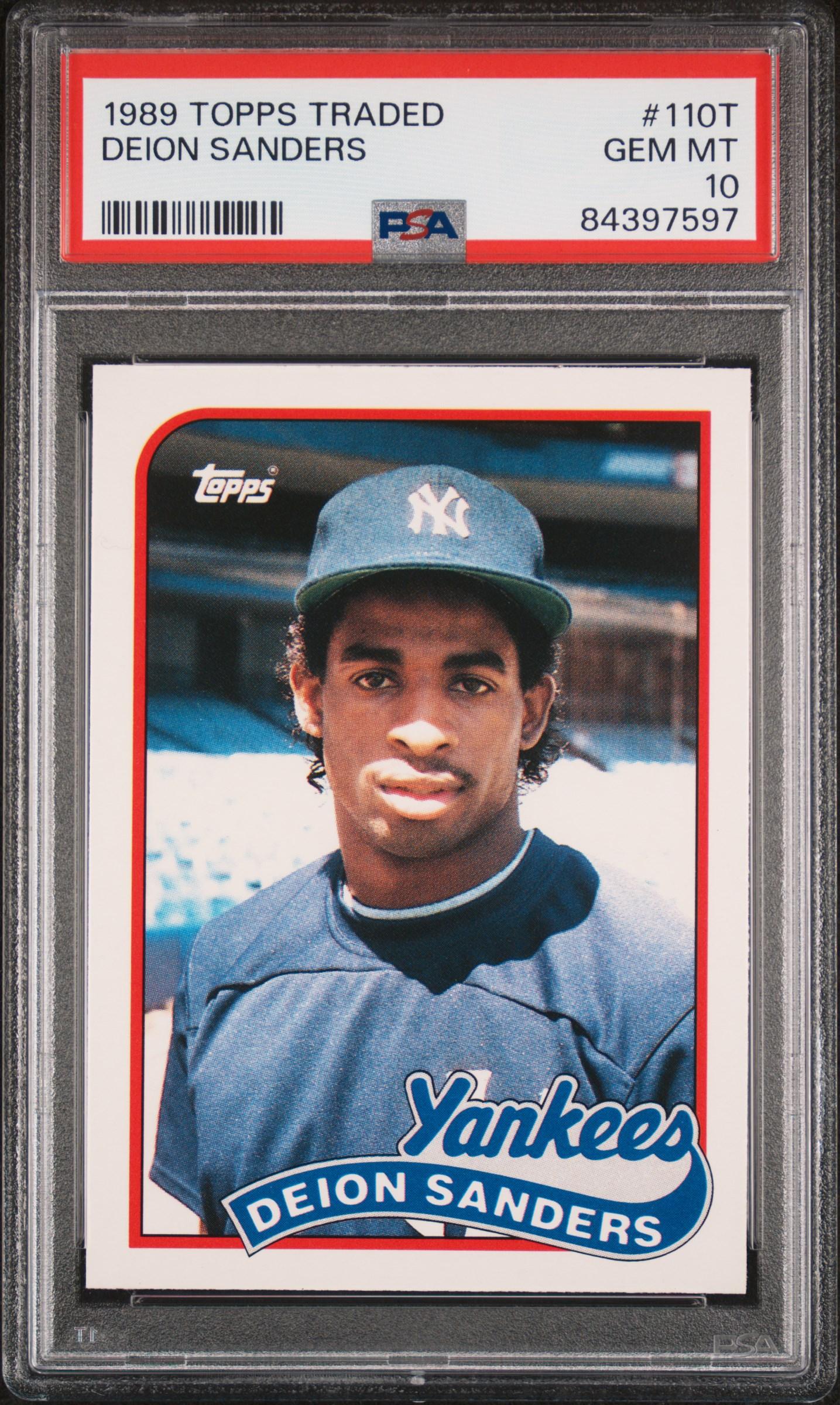 Deion Sanders 1989 Topps Traded #110T RC (PSA 10) at PristineAuction.com Deion Sanders 1989 Topps Traded #110T RC (PSA 10) at PristineAuction.com