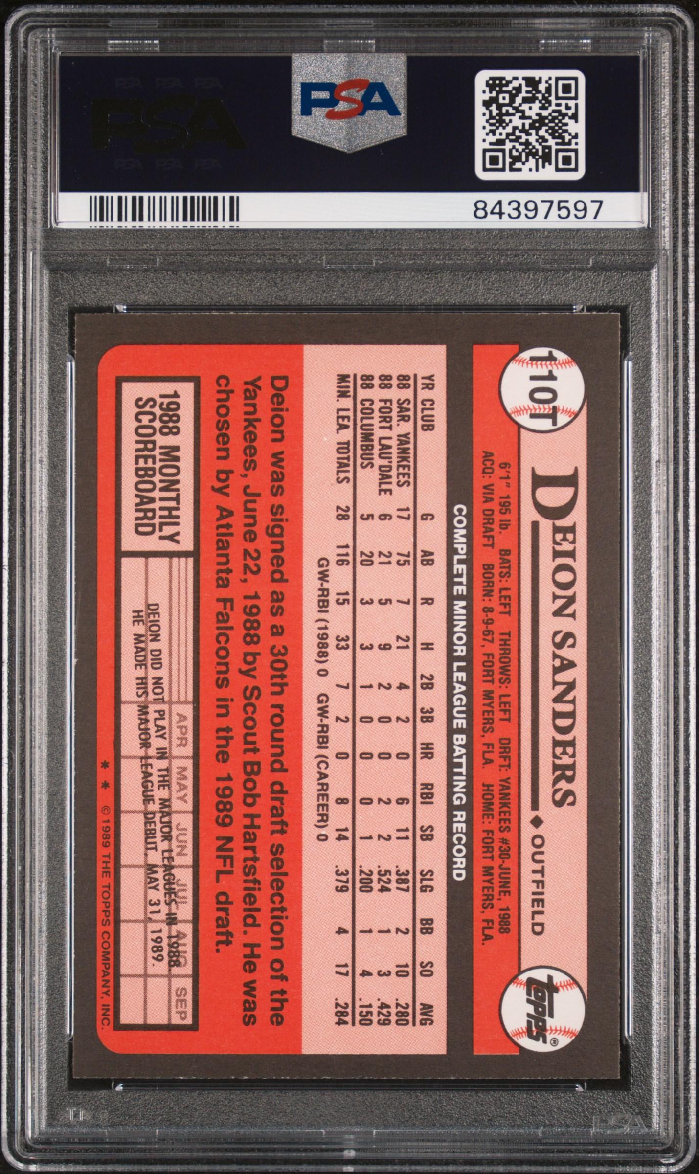 Deion Sanders 1989 Topps Traded #110T RC (PSA 10) at PristineAuction.com Deion Sanders 1989 Topps Traded #110T RC (PSA 10) at PristineAuction.com