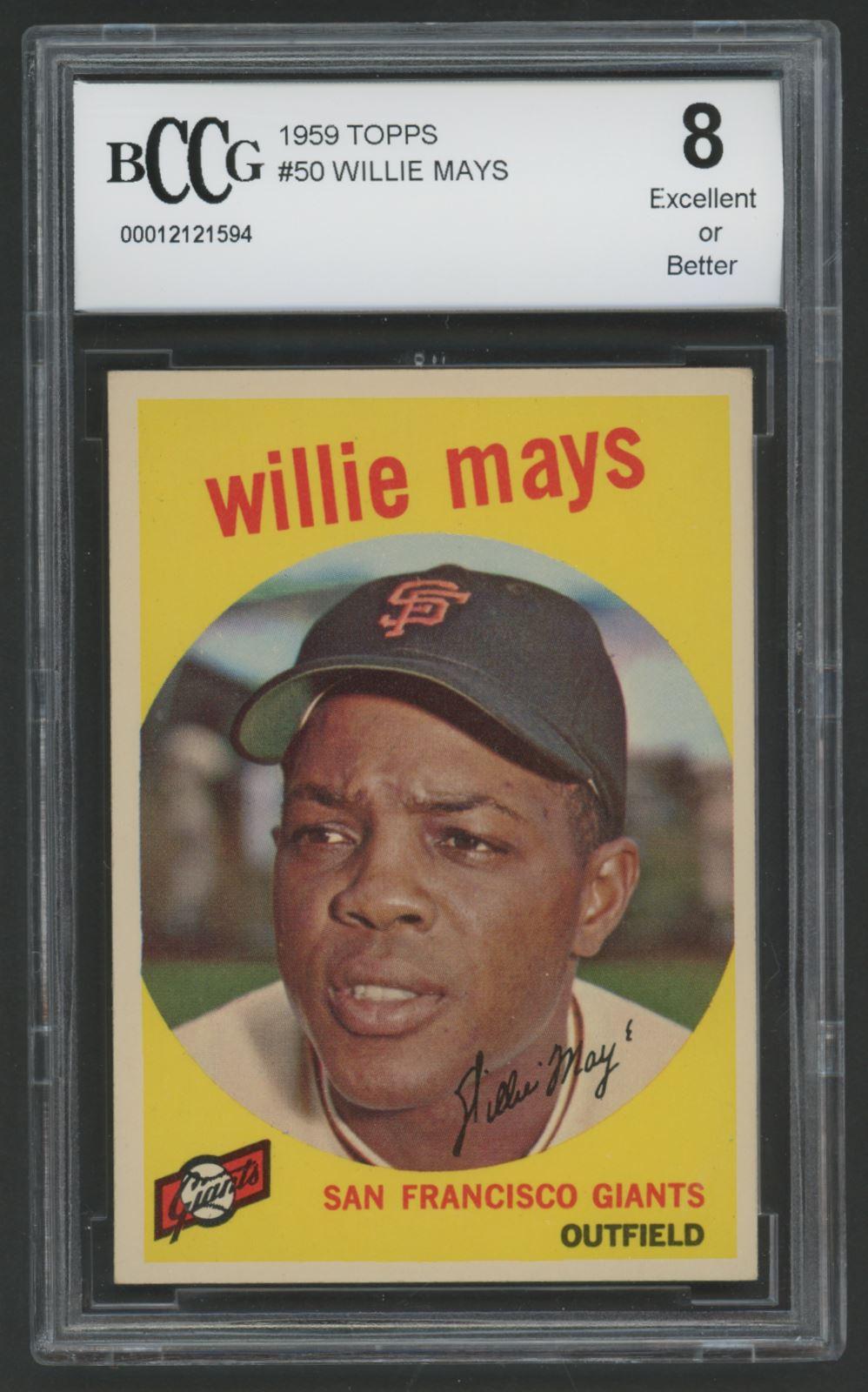 Willie Mays 1959 Topps #50 (BCCG 9) at PristineAuction.com Willie Mays 1959 Topps #50 (BCCG 9) at PristineAuction.com