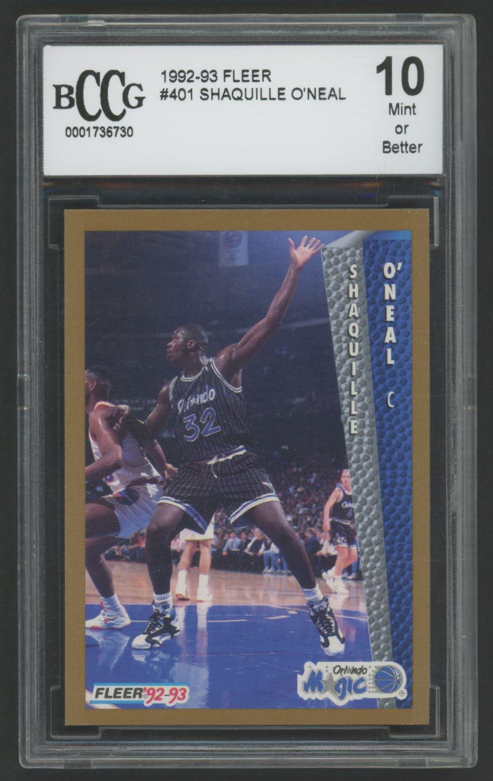 Shaquille O'Neal 1992-93 Fleer #401 RC (BCCG 10) at PristineAuction.com Shaquille O'Neal 1992-93 Fleer #401 RC (BCCG 10) at PristineAuction.com