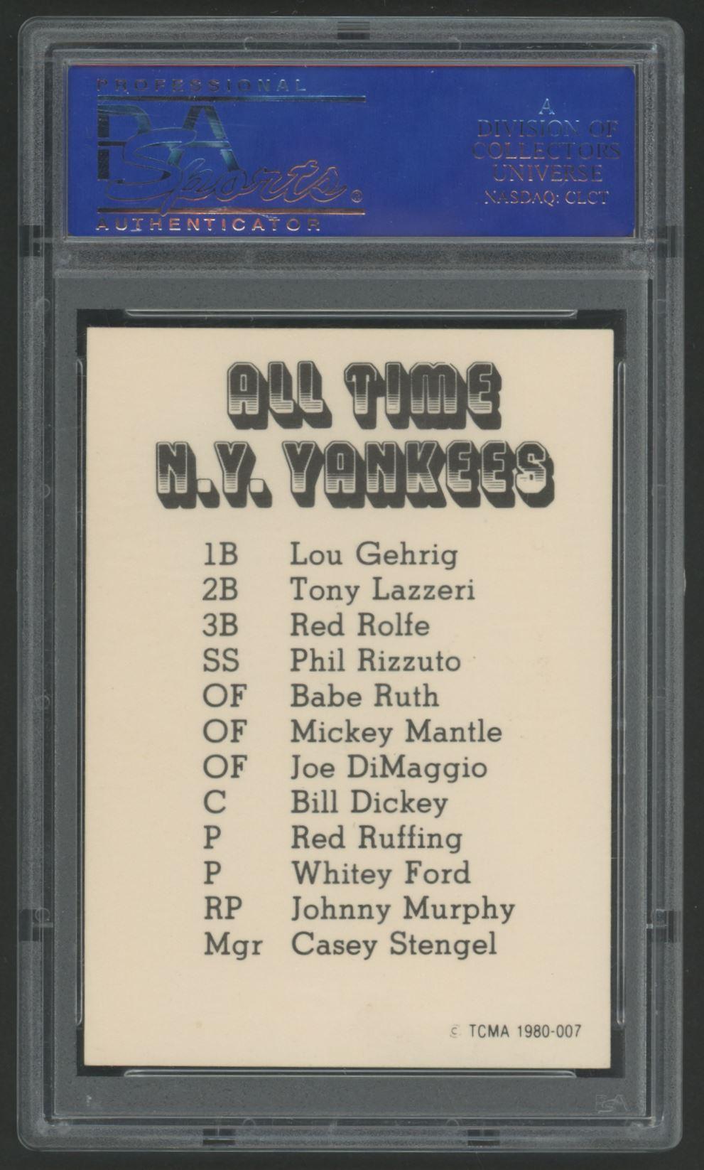 Joe DiMaggio Signed 1980 Yankees Greats TCMA #7 (PSA) at PristineAuction.com Joe DiMaggio Signed 1980 Yankees Greats TCMA #7 (PSA) at PristineAuction.com