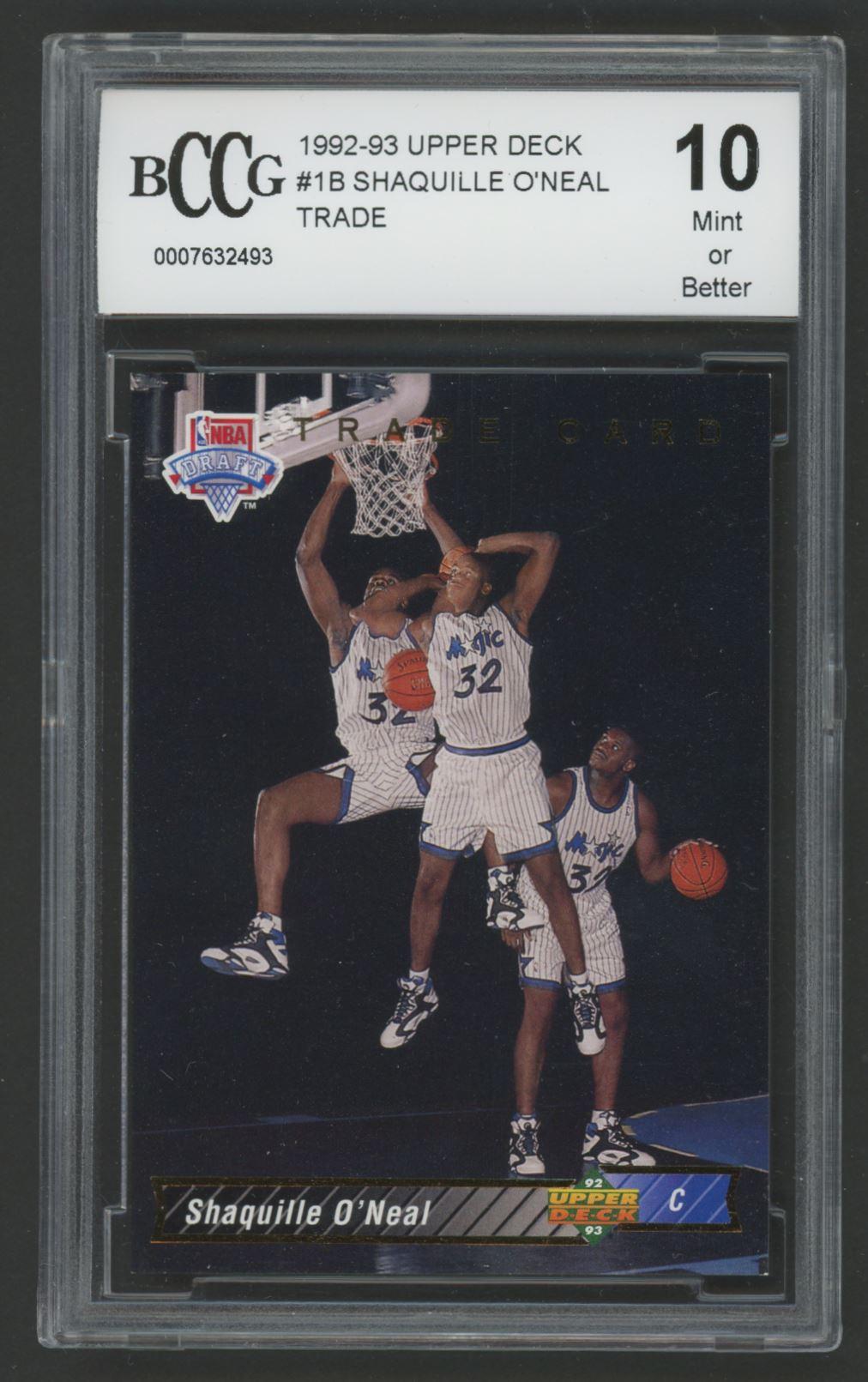 Shaquille O'Neal 1992-93 Upper Deck #1B Trade RC (BCCG 10) at PristineAuction.com Shaquille O'Neal 1992-93 Upper Deck #1B Trade RC (BCCG 10) at PristineAuction.com