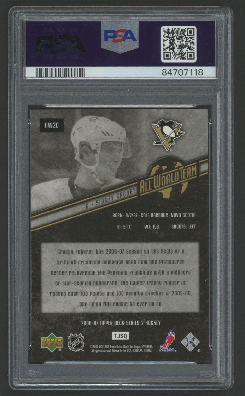 Sidney Crosby 2006-07 Upper Deck All World #AW28 (PSA 10) at PristineAuction.com Sidney Crosby 2006-07 Upper Deck All World #AW28 (PSA 10) at PristineAuction.com