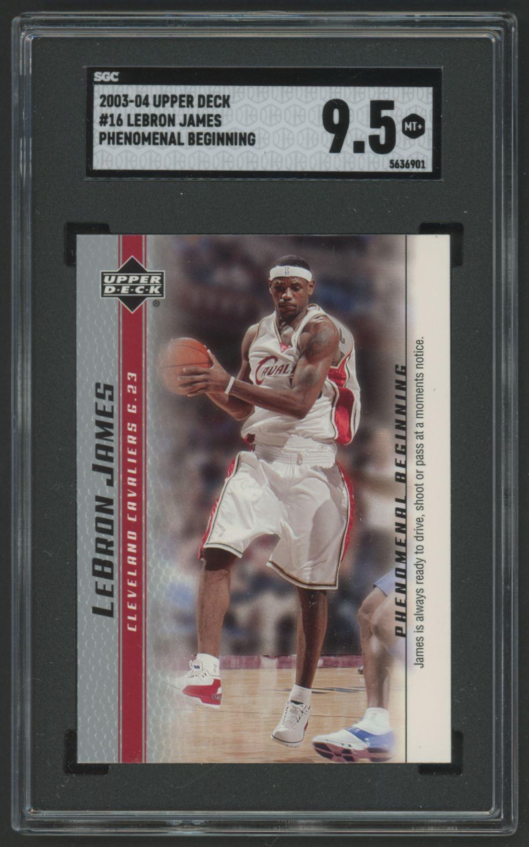 LeBron James 2003-04 Upper Deck Phenomenal Beginning LeBron James #16 RC (SGC 9.5) at PristineAuction.com LeBron James 2003-04 Upper Deck Phenomenal Beginning LeBron James #16 RC (SGC 9.5) at PristineAuction.com