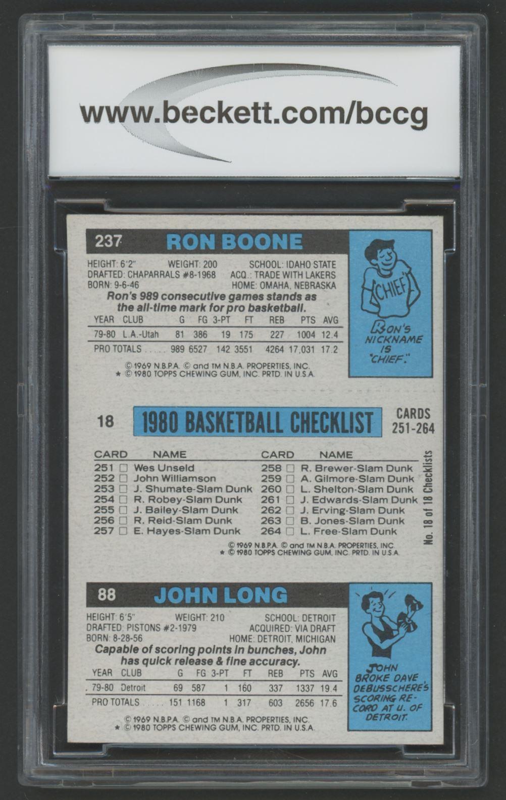 237 Ron Boone / 88 John Long / Magic Johnson 1980-81 Topps #111 RC (BCCG 9) at PristineAuction.com 237 Ron Boone / 88 John Long / Magic Johnson 1980-81 Topps #111 RC (BCCG 9) at PristineAuction.com