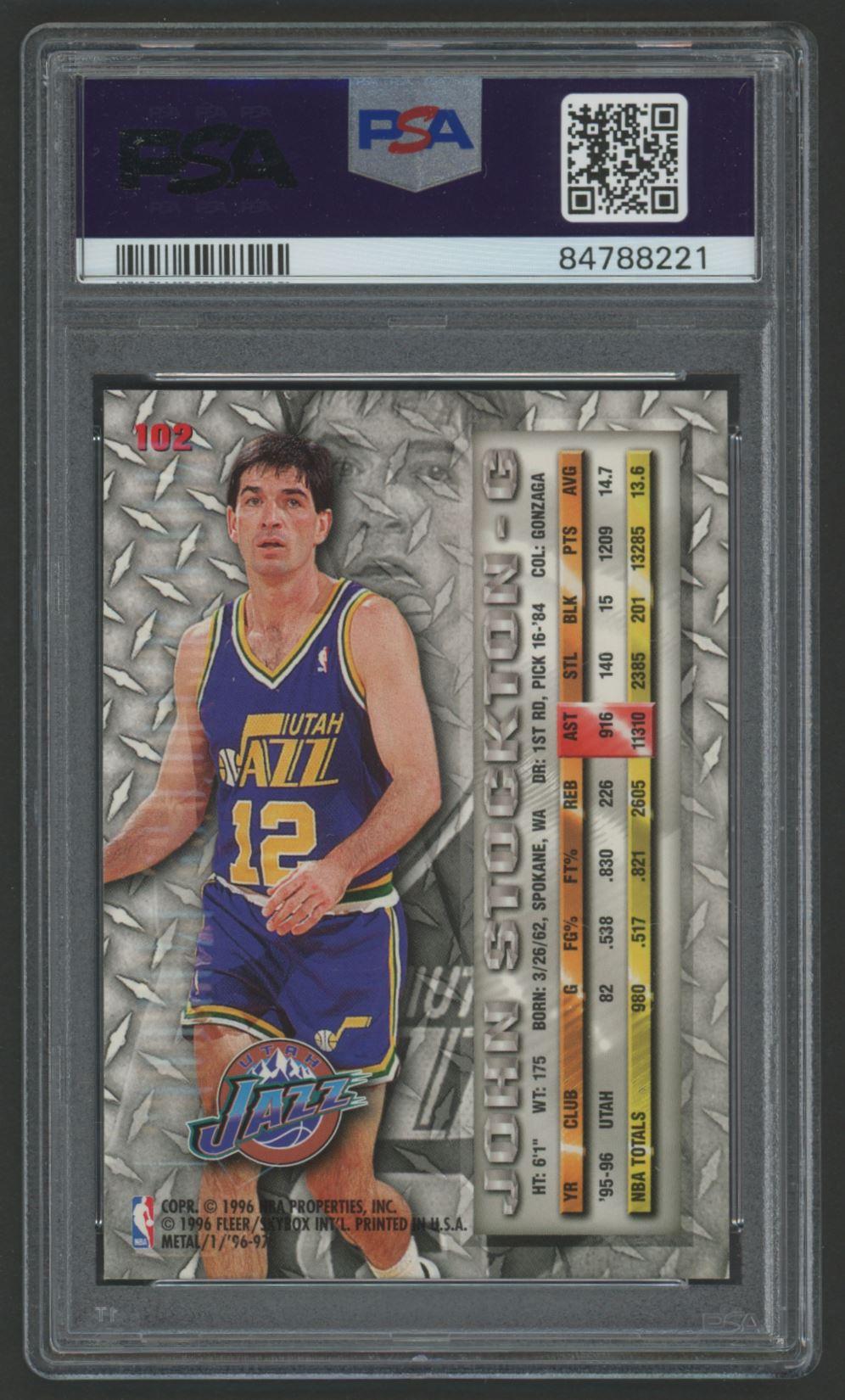John Stockton 1996-97 Metal #102 (PSA 10) at PristineAuction.com John Stockton 1996-97 Metal #102 (PSA 10) at PristineAuction.com