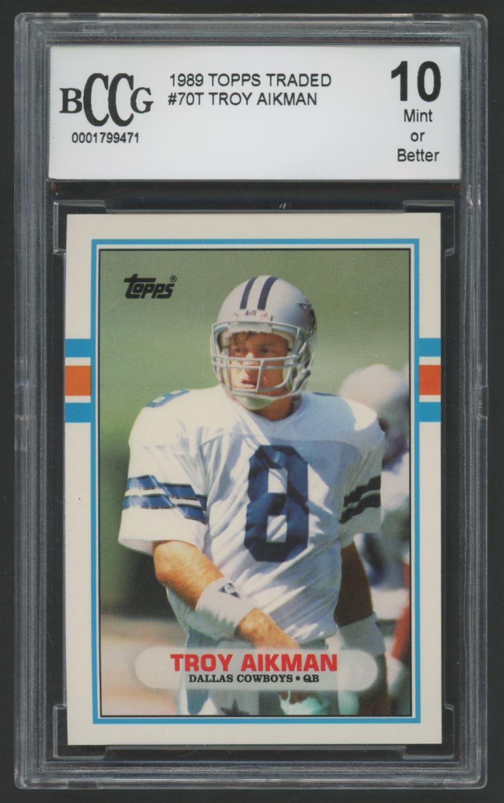 Troy Aikman 1989 Topps Traded #70T RC (BCCG 10) at PristineAuction.com Troy Aikman 1989 Topps Traded #70T RC (BCCG 10) at PristineAuction.com