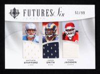 Aaron Curry / Mark Sanchez / Darrius Heyward-Bey / Matthew Stafford / Tyson Jackson /  Jason Smith 2009 Ultimate Collection Ultimate Future Six Jerseys #5 #51/99 (UDA) at PristineAuction.com