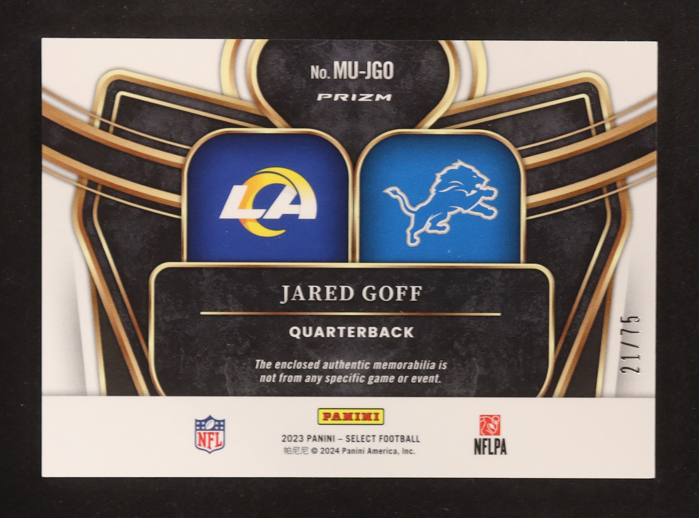 Jared Goff 2023 Select Multiverse Dual Jerseys Prizm White #24 #21/75 at PristineAuction.com Jared Goff 2023 Select Multiverse Dual Jerseys Prizm White #24 #21/75 at PristineAuction.com