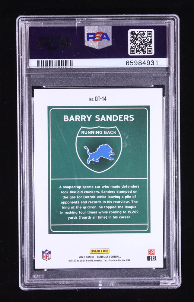 Barry Sanders 2021 Donruss Downtown! #14 (PSA 9) at PristineAuction.com Barry Sanders 2021 Donruss Downtown! #14 (PSA 9) at PristineAuction.com