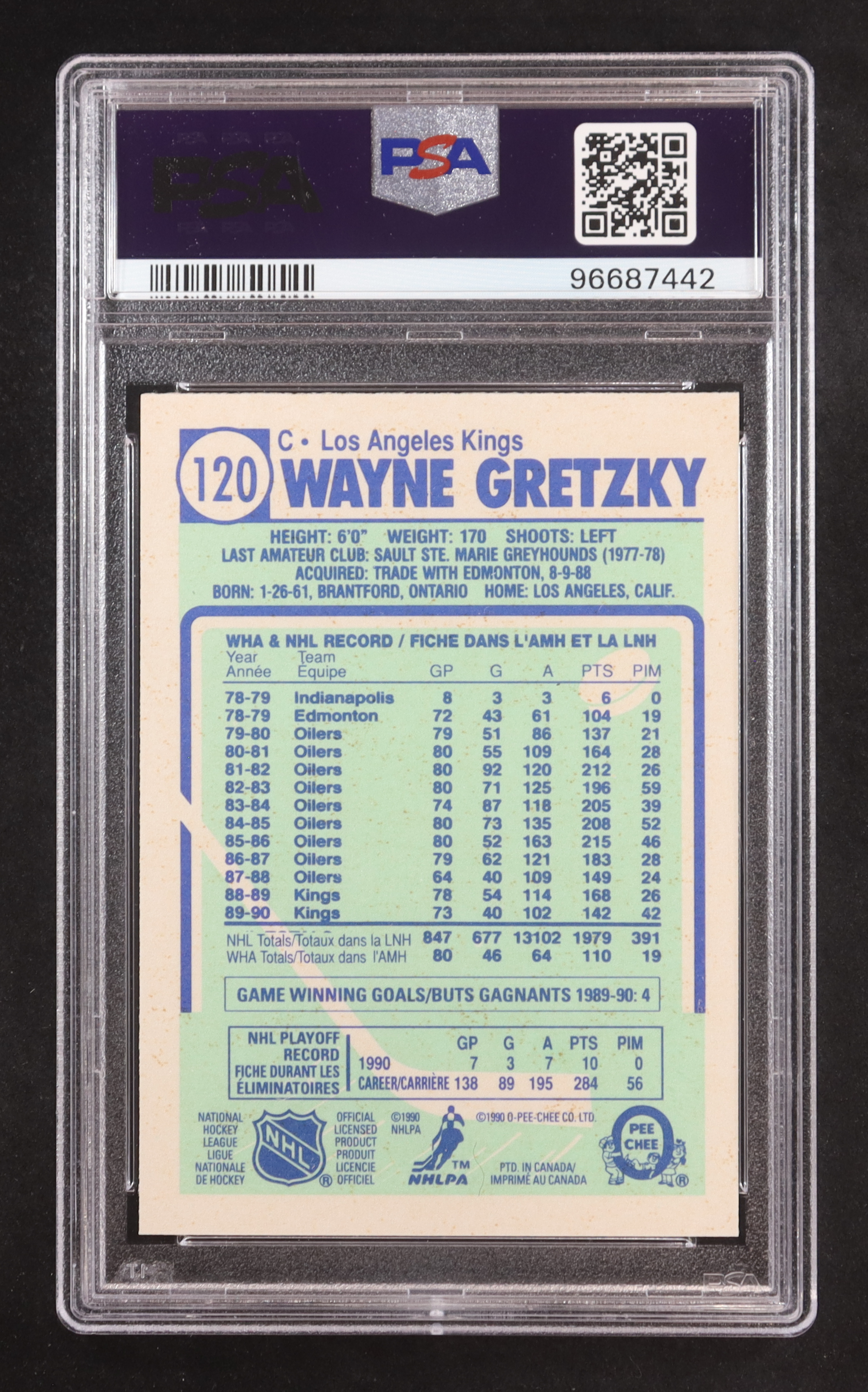 Wayne Gretzky 1990-91 O-Pee-Chee #120 (PSA 10) at PristineAuction.com Wayne Gretzky 1990-91 O-Pee-Chee #120 (PSA 10) at PristineAuction.com