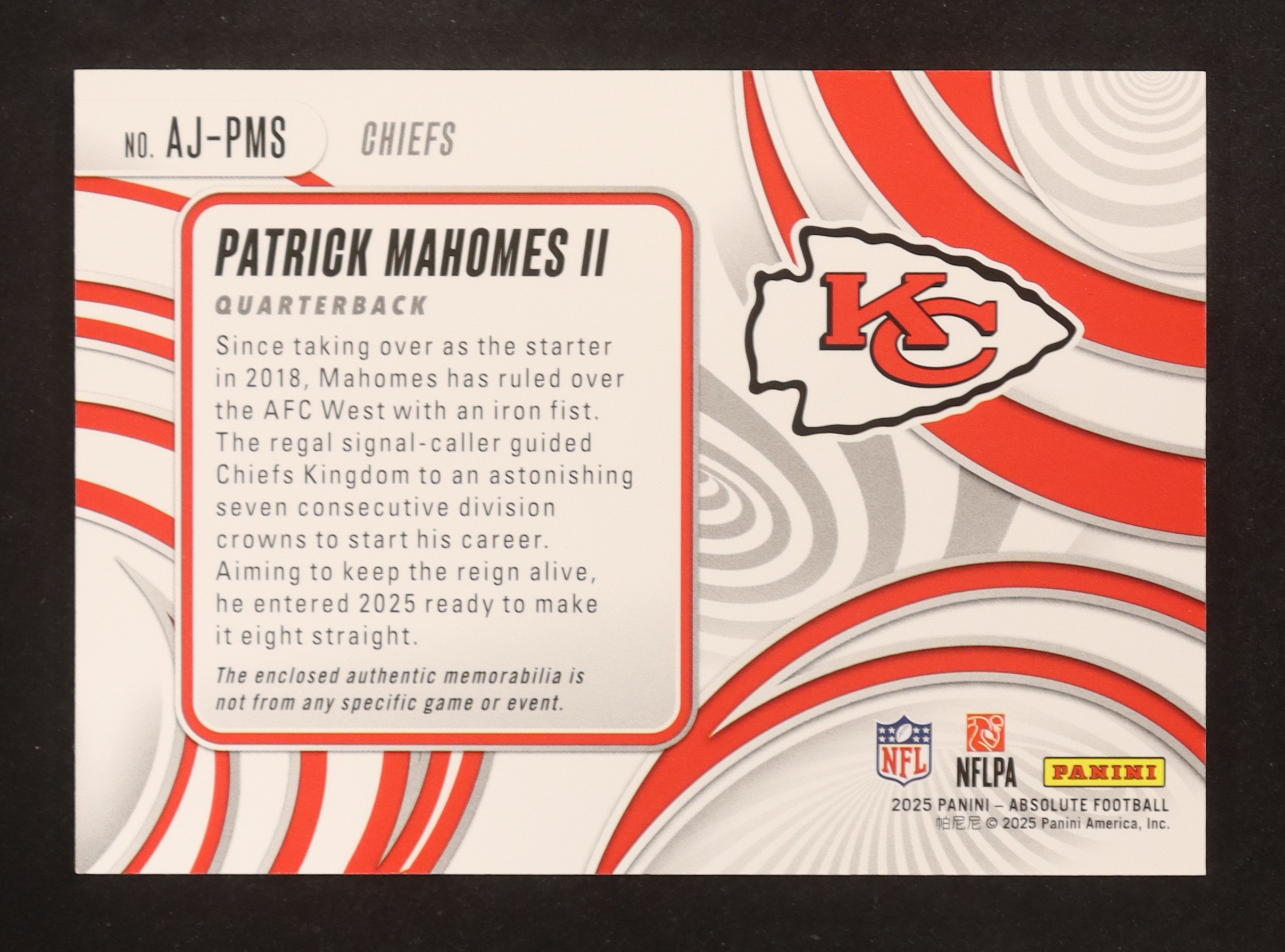 Patrick Mahomes II 2025 Absolute Jumbo Jerseys #37 at PristineAuction.com Patrick Mahomes II 2025 Absolute Jumbo Jerseys #37 at PristineAuction.com