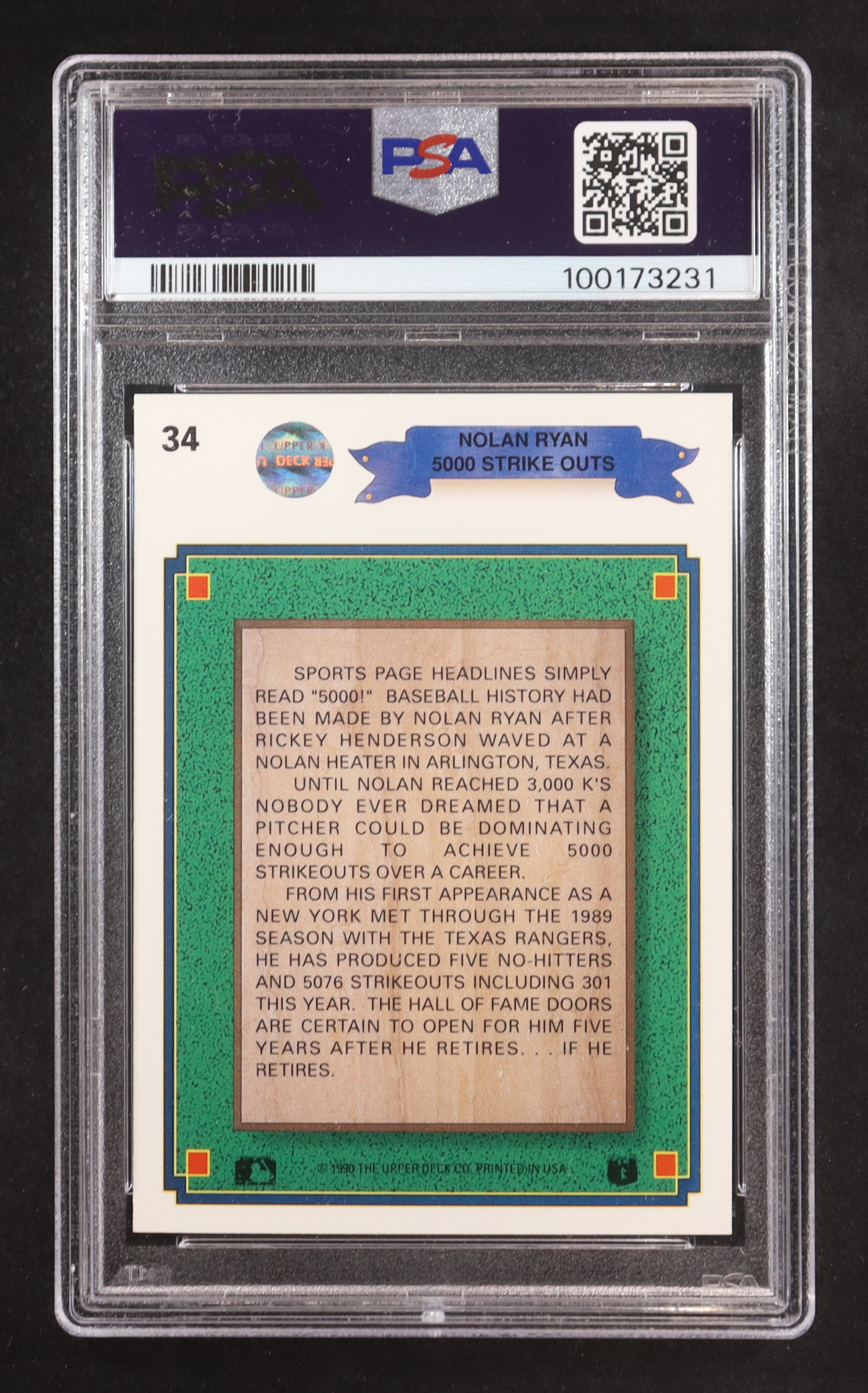 Nolan Ryan 1990 Upper Deck #34 Special (PSA 10) at PristineAuction.com Nolan Ryan 1990 Upper Deck #34 Special (PSA 10) at PristineAuction.com