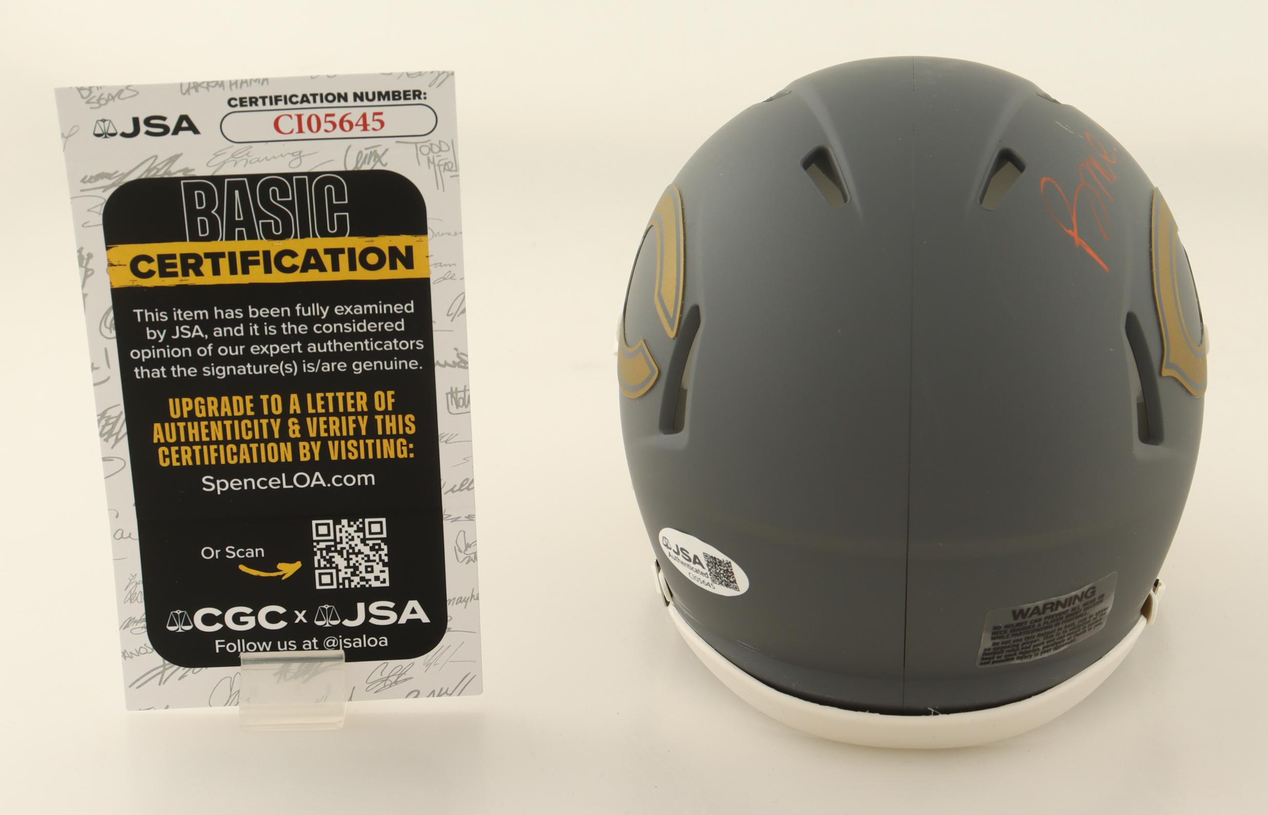 Rome Odunze Signed Bears Slate Alternate Speed Mini Helmet (JSA) at PristineAuction.com Rome Odunze Signed Bears Slate Alternate Speed Mini Helmet (JSA) at PristineAuction.com