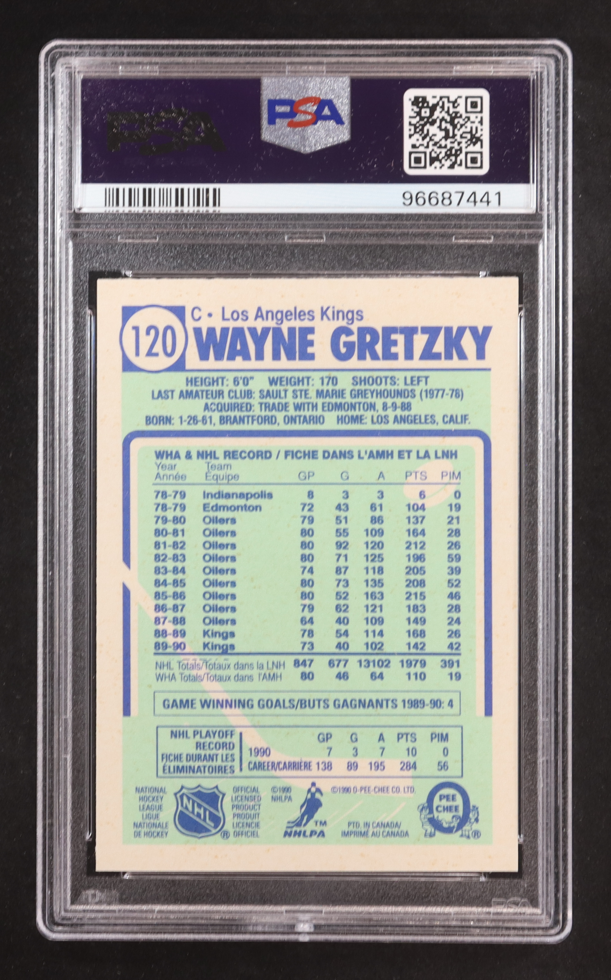 Wayne Gretzky 1990-91 O-Pee-Chee #120 (PSA 10) at PristineAuction.com Wayne Gretzky 1990-91 O-Pee-Chee #120 (PSA 10) at PristineAuction.com
