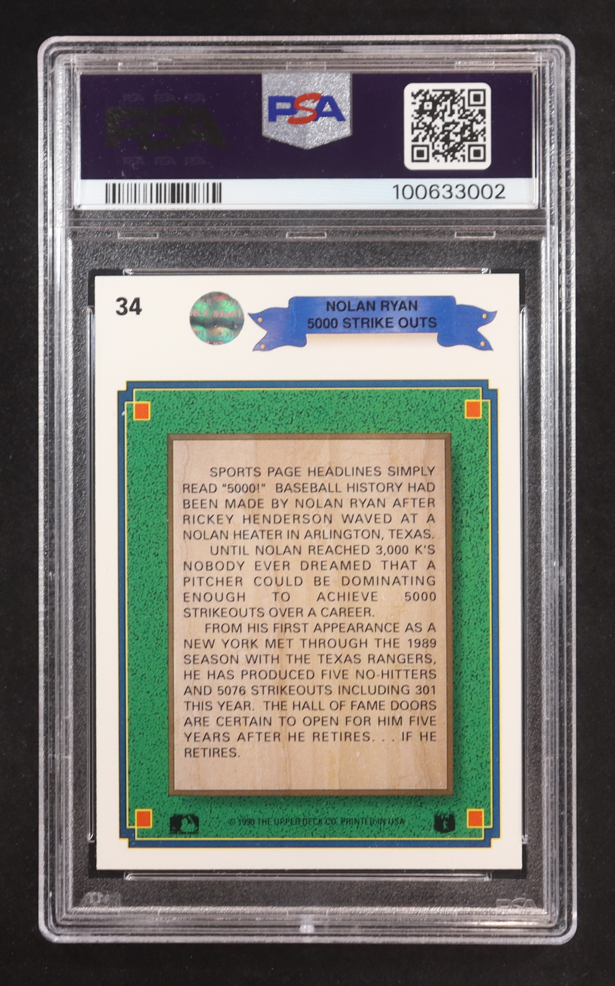 Nolan Ryan 1990 Upper Deck #34 Special (PSA 10) at PristineAuction.com Nolan Ryan 1990 Upper Deck #34 Special (PSA 10) at PristineAuction.com