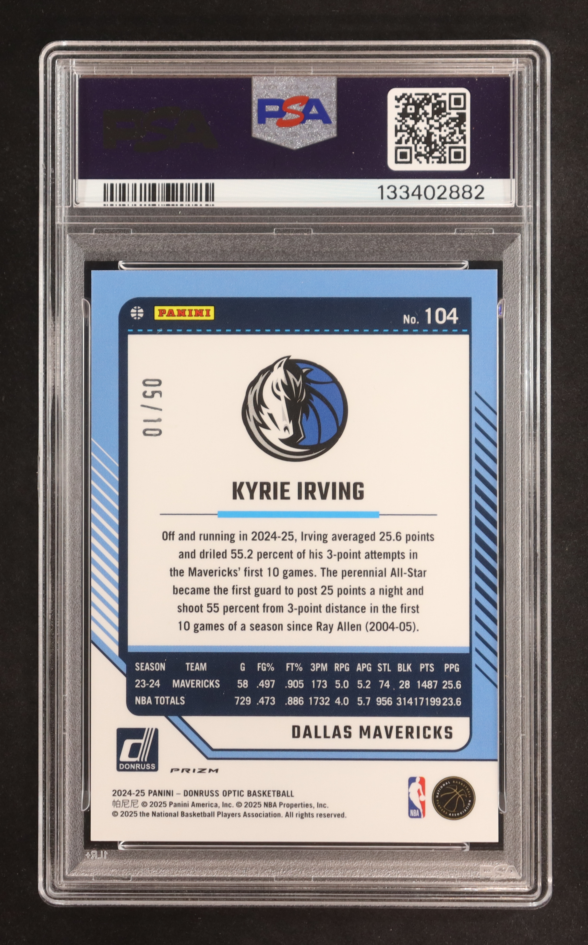 Kyrie Irving 2024-25 Donruss Optic Gold #104 # 05/10 (PSA 10) at PristineAuction.com Kyrie Irving 2024-25 Donruss Optic Gold #104 # 05/10 (PSA 10) at PristineAuction.com