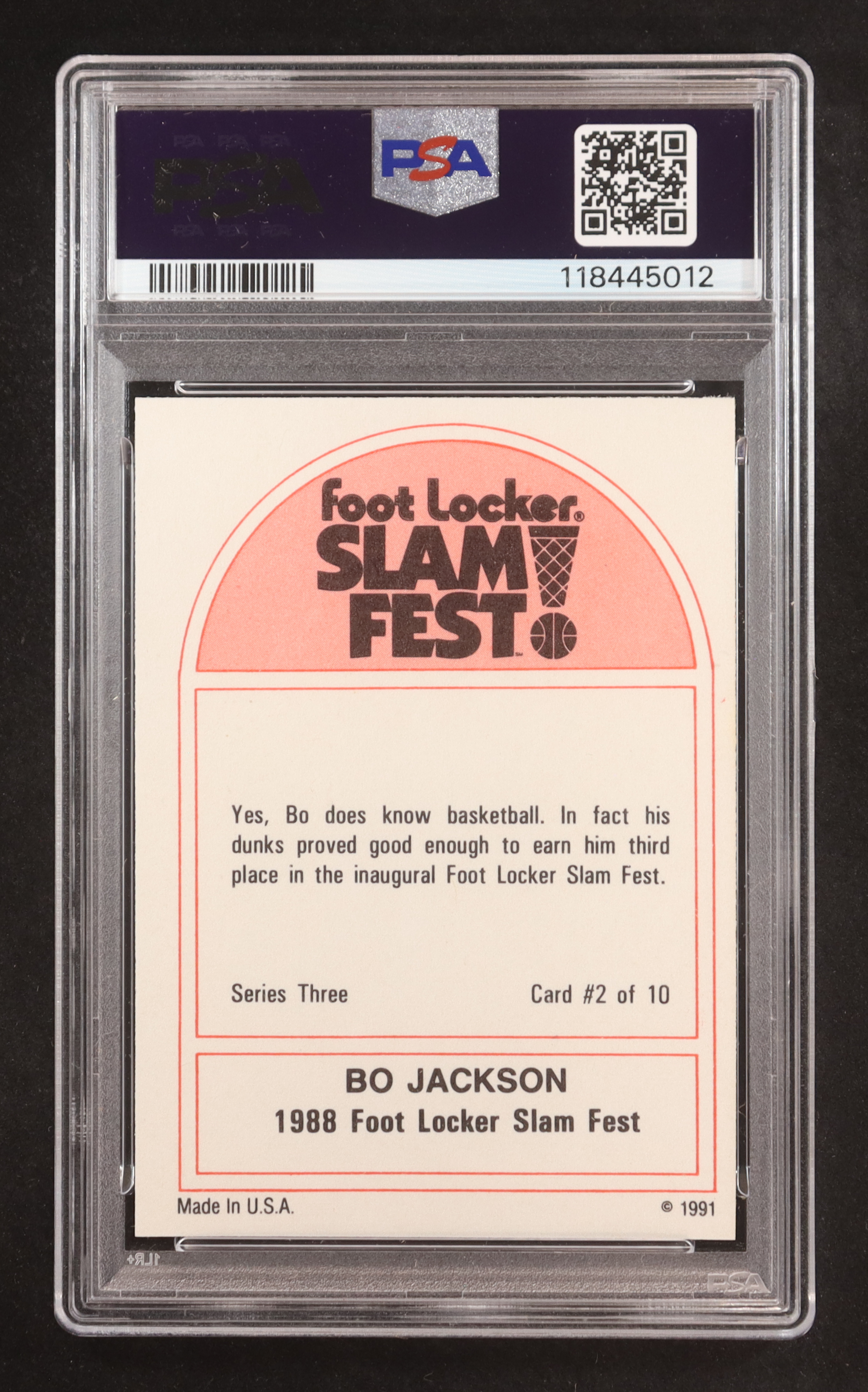 Bo Jackson 1991 Foot Locker Slam Fest #3-2 BB FB (PSA 9) at PristineAuction.com Bo Jackson 1991 Foot Locker Slam Fest #3-2 BB FB (PSA 9) at PristineAuction.com