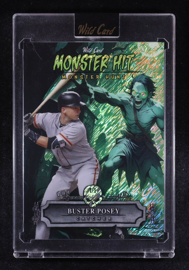 Buster Posey 2025 Wild Card Monster Hit Monster Hunt Zombie Green Shimmer #MHCZ-BP #1/1 at PristineAuction.com Buster Posey 2025 Wild Card Monster Hit Monster Hunt Zombie Green Shimmer #MHCZ-BP #1/1 at PristineAuction.com