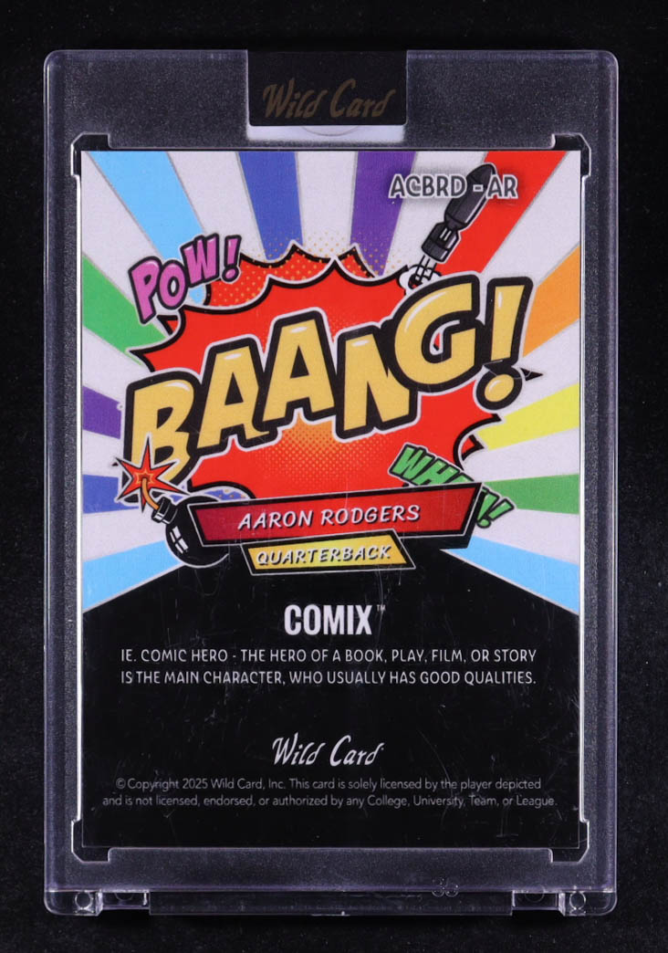 Aaron Rodgers 2025 Wild Card Comix BAANG! Silver Crystal #ACBRD-AR #1/1 at PristineAuction.com Aaron Rodgers 2025 Wild Card Comix BAANG! Silver Crystal #ACBRD-AR #1/1 at PristineAuction.com