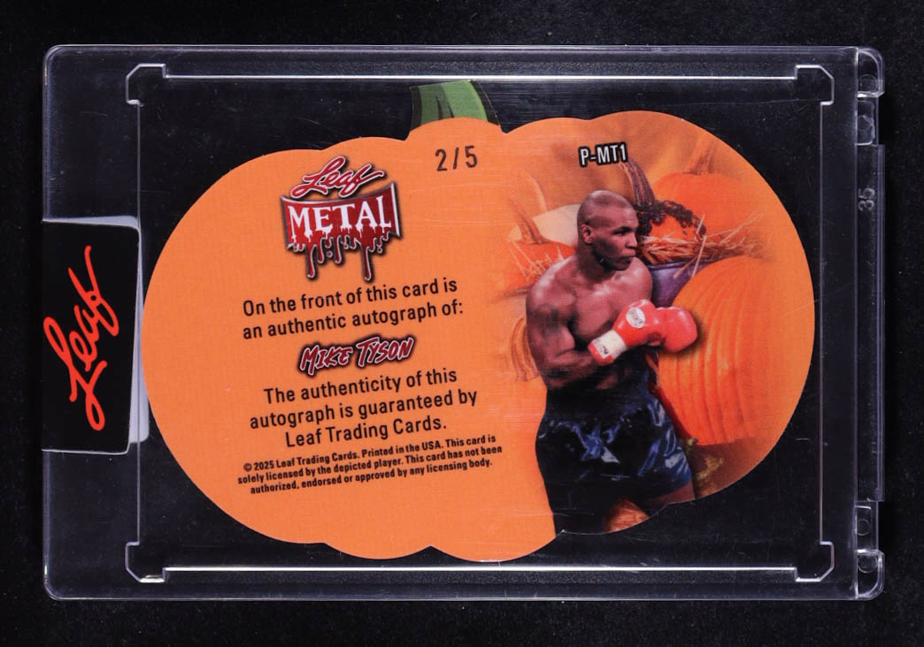 Mike Tyson 2025 Leaf Metal Halloween Pumpkin Prismatic Orange #PMT1 #2/5 at PristineAuction.com Mike Tyson 2025 Leaf Metal Halloween Pumpkin Prismatic Orange #PMT1 #2/5 at PristineAuction.com