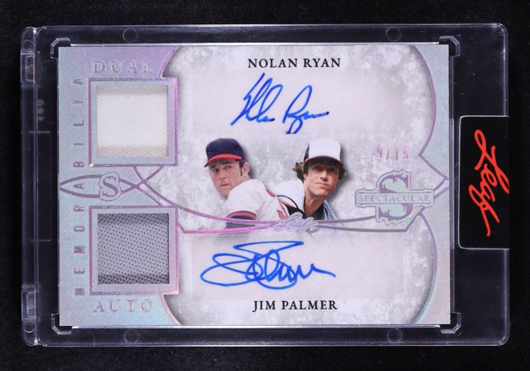 Nolan Ryan / Jim Palmer 2025 Leaf Spectacular Dual Memorabilia Auto Spectrum Silver Holofoil #DM1 #09/15 at PristineAuction.com Nolan Ryan / Jim Palmer 2025 Leaf Spectacular Dual Memorabilia Auto Spectrum Silver Holofoil #DM1 #09/15 at PristineAuction.com
