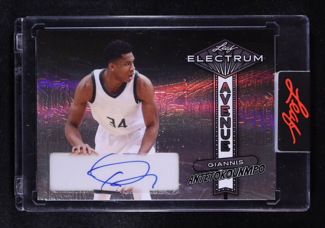 Giannis Antetokounmpo 2024 Leaf Electrum Avenue Autographs Spectrum Silver Holofoil #EAGA1 #3/3 at PristineAuction.com Giannis Antetokounmpo 2024 Leaf Electrum Avenue Autographs Spectrum Silver Holofoil #EAGA1 #3/3 at PristineAuction.com