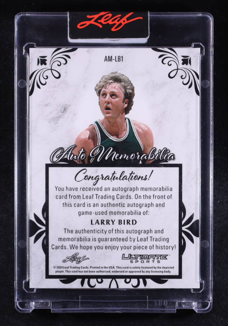 Larry Bird 2024 Leaf Ultimate Sports Auto Memorabilia Spectrum Purple #AMLB1 #3/8 at PristineAuction.com Larry Bird 2024 Leaf Ultimate Sports Auto Memorabilia Spectrum Purple #AMLB1 #3/8 at PristineAuction.com