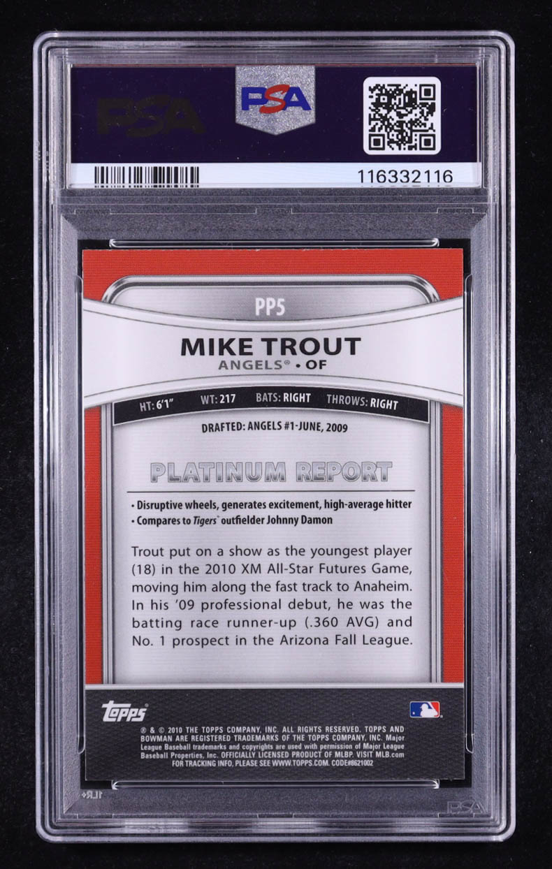 Mike Trout 2010 Bowman Platinum Prospects #PP5 RC (PSA 9) at PristineAuction.com Mike Trout 2010 Bowman Platinum Prospects #PP5 RC (PSA 9) at PristineAuction.com