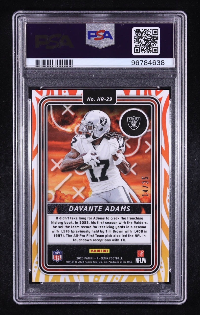 Davante Adams 2023 Panini Phoenix Hot Routes Blue #29 #14/35 (PSA 10) at PristineAuction.com Davante Adams 2023 Panini Phoenix Hot Routes Blue #29 #14/35 (PSA 10) at PristineAuction.com