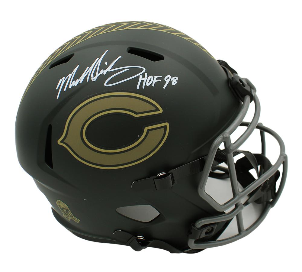 Mike Singletary Signed Bears Full-Size Authentic On-Field Salute to Service Alternate Speed Helmet Inscribed "HOF 98" (JSA) at PristineAuction.com Mike Singletary Signed Bears Full-Size Authentic On-Field Salute to Service Alternate Speed Helmet Inscribed "HOF 98" (JSA) at PristineAuction.com