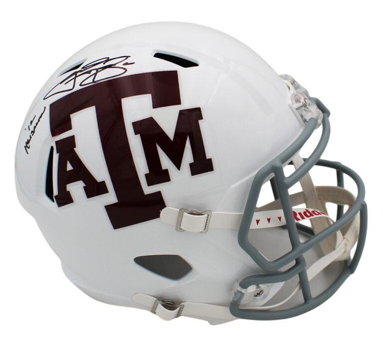 Johnny Manziel Signed Texas A&M Aggies Full-Size Speed Helmet Inscribed "12 Heisman" (Beckett) at PristineAuction.com Johnny Manziel Signed Texas A&M Aggies Full-Size Speed Helmet Inscribed "12 Heisman" (Beckett) at PristineAuction.com