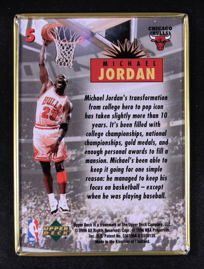 Michael Jordan 1996 Upper Deck Jordan Metal Red Black #5 at PristineAuction.com Michael Jordan 1996 Upper Deck Jordan Metal Red Black #5 at PristineAuction.com
